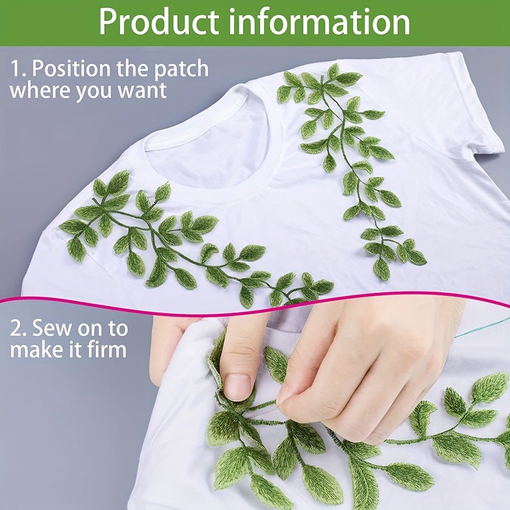 1 Pair, Fresh Green Embroidered Lace Pair Of Flowers Green Lace Flower Stickers Dress Decoration Lace Flower Cloth Stickers -