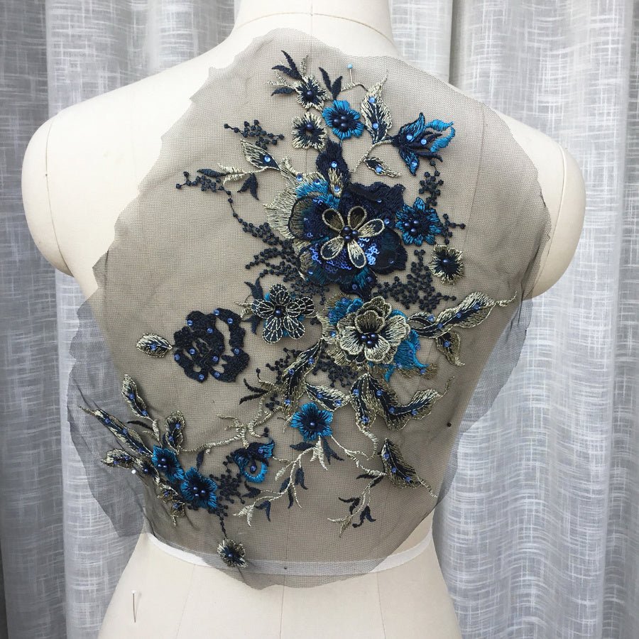 1pc, Colorful Three - dimensional Nail Beads Hot Drill Embroidery Lace Applique Dress Diy Clothing Accessories -