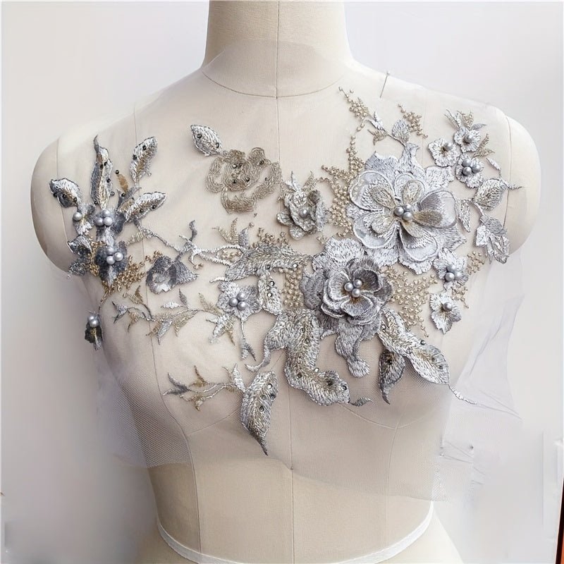 1pc, Colorful Three - dimensional Nail Beads Hot Drill Embroidery Lace Applique Dress Diy Clothing Accessories -