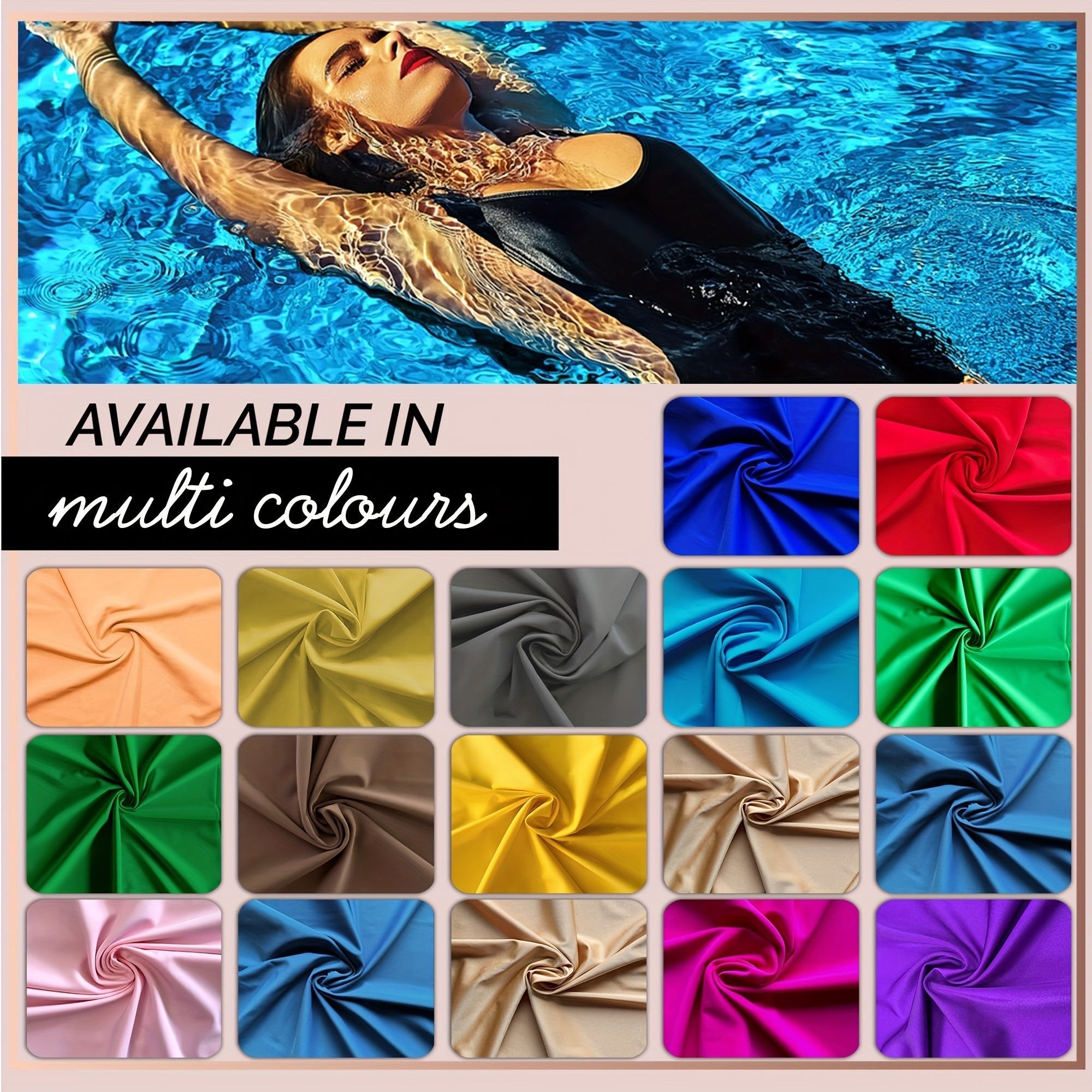 1pc Nylon Spandex Fabric by The Yard, Swimwear Activewear Fabric, 4 - Way Stretch Fabric for Sports, Dance, Yoga, Table Cloth, Swimsuit Fabric (152.4cm Wide) -