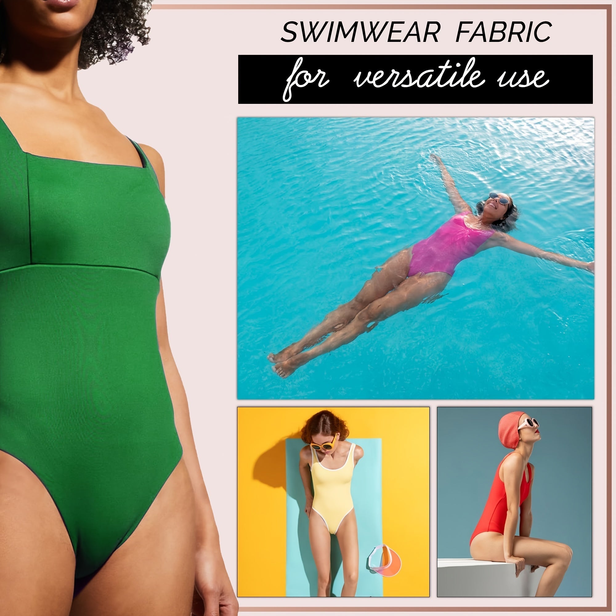 1pc Nylon Spandex Fabric by The Yard, Swimwear Activewear Fabric, 4 - Way Stretch Fabric for Sports, Dance, Yoga, Table Cloth, Swimsuit Fabric (152.4cm Wide) -