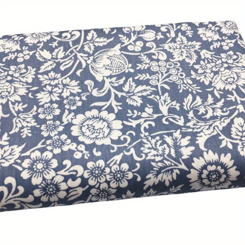 1Pc Premium 100% Cotton Fabric - Floral Pattern Craft & Tablecloth Textile, DIY Sewing & Quilting Material, Vintage Design Decor Fabric -
