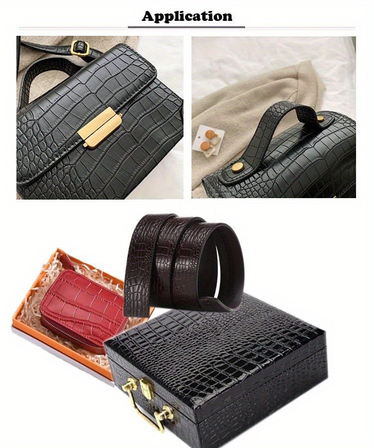 1pc, PU Leather Fabric, Faux Leather Fabric, Crocodile Pattern Road Leather Fabric, Leather Interior Fabric (0.91 Meter) -