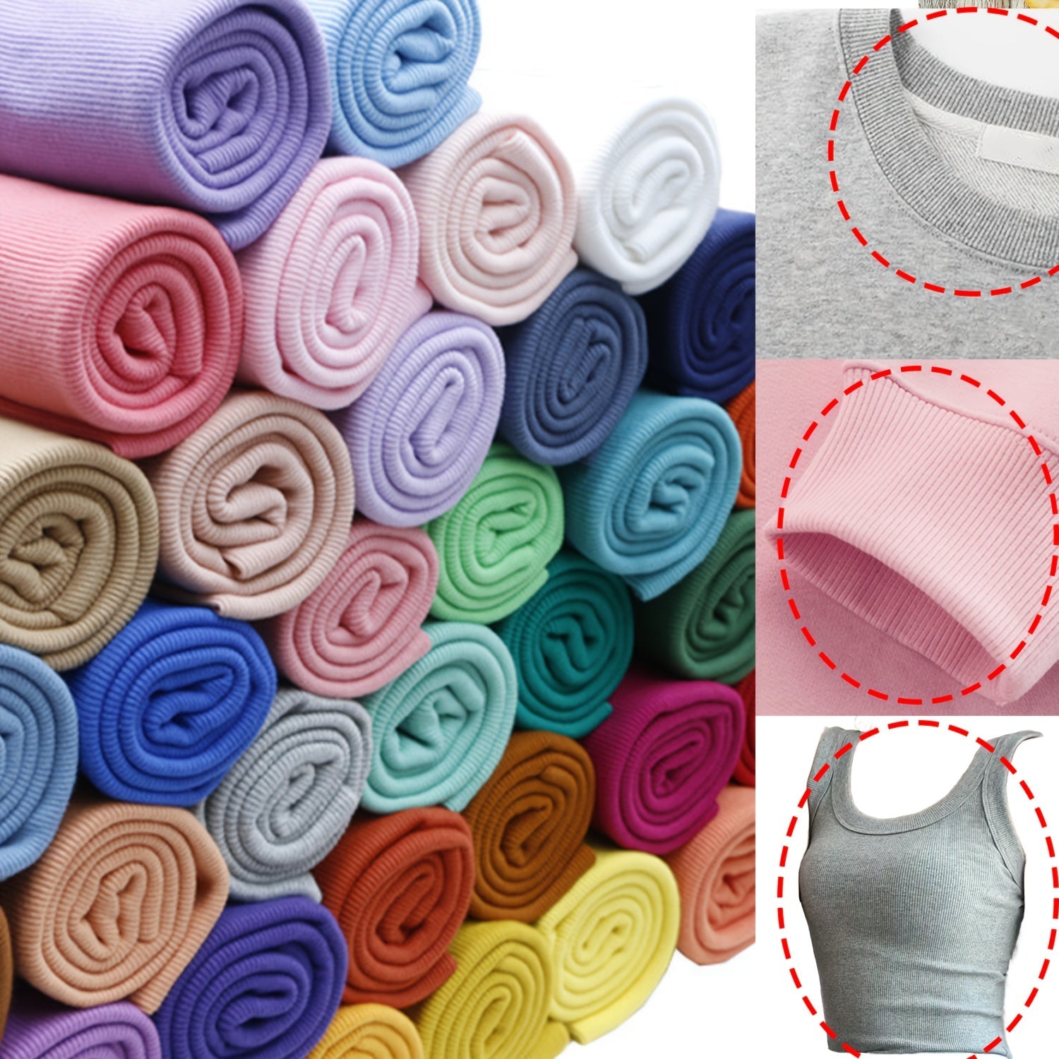 1pc Soft Cotton Roll for Clothing Repairs - Ribbed Cuff, Neckline, Collar & Pants Seam Fixing Cloth in Assorted Colors (Pink, Blue, Green, Beige, Purple, Orange, Brown) - Pre - Cut DIY Sewing Accessories, Sewing Supplies Accessories -