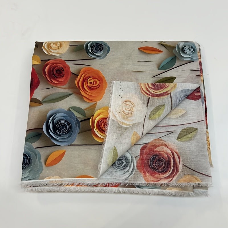 3D Blooming Flowers Cotton Floral Print Pattern Fabric -