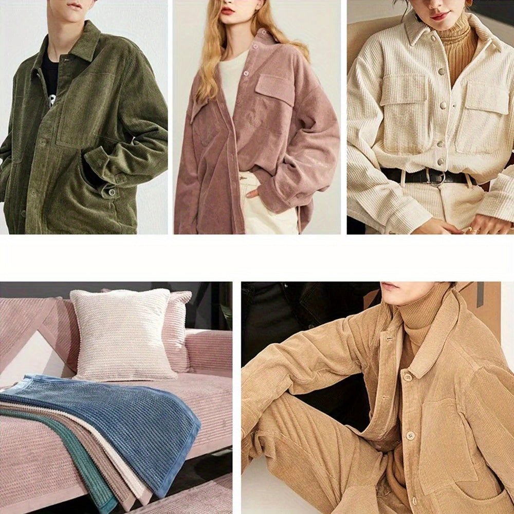 50Cm X 150Cm/19.69Inch * 59.06Inch Corduroy Fabric Sewn Coat Skirt Pillowcase Sheet Set of Clothes Lining Household Textiles DIY Fabric -
