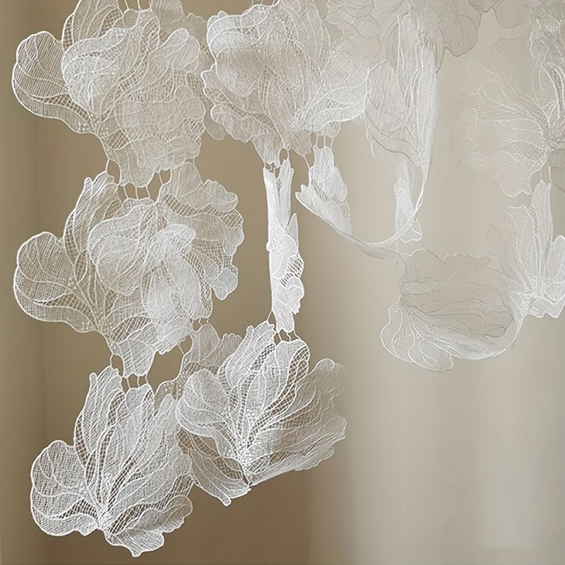5pcs White Fishing Line Net Yarn Leaf Cloth Stickers Decorative Patch Stickers -