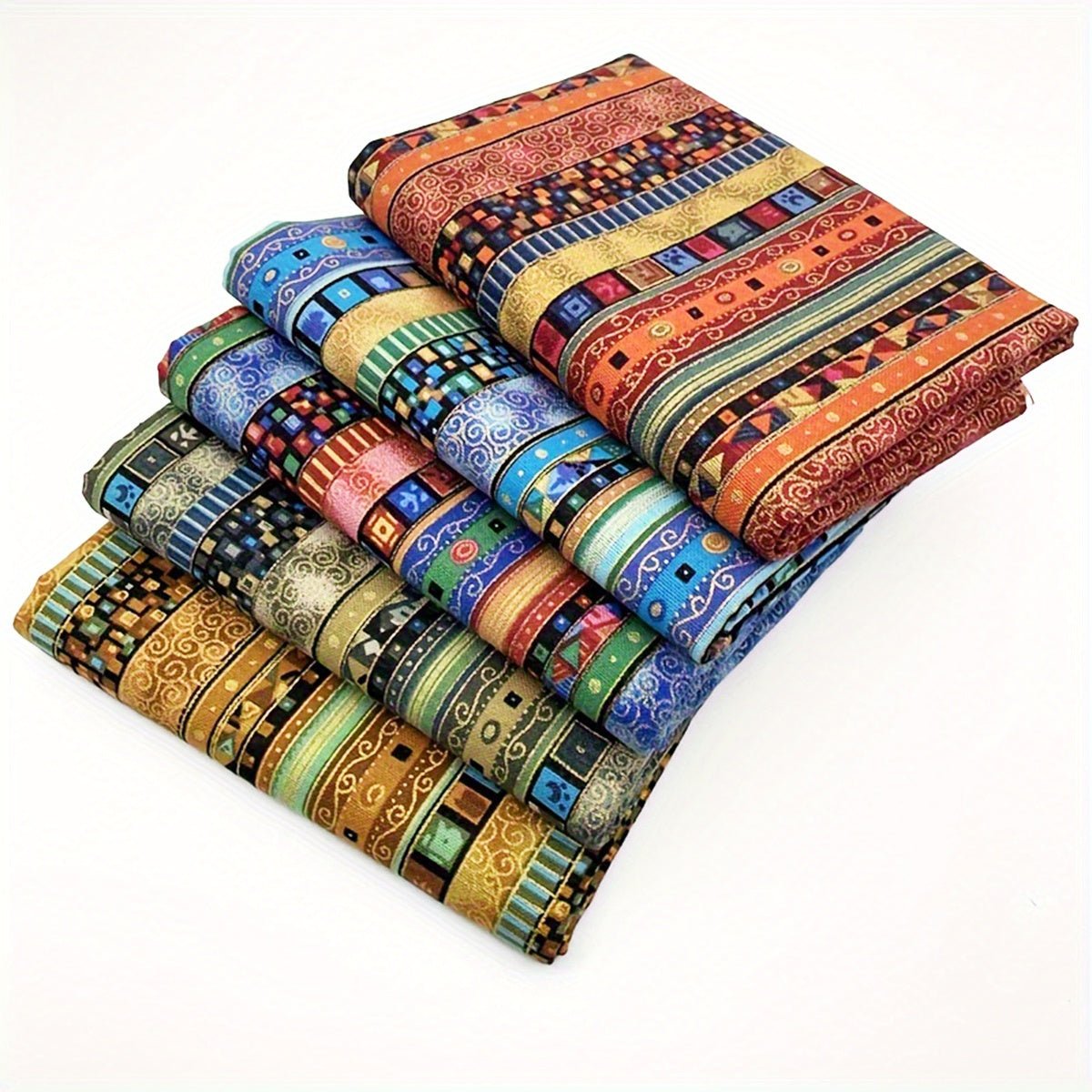 African Ethnic Style Printed Cotton Fabric, Geometric Pattern -