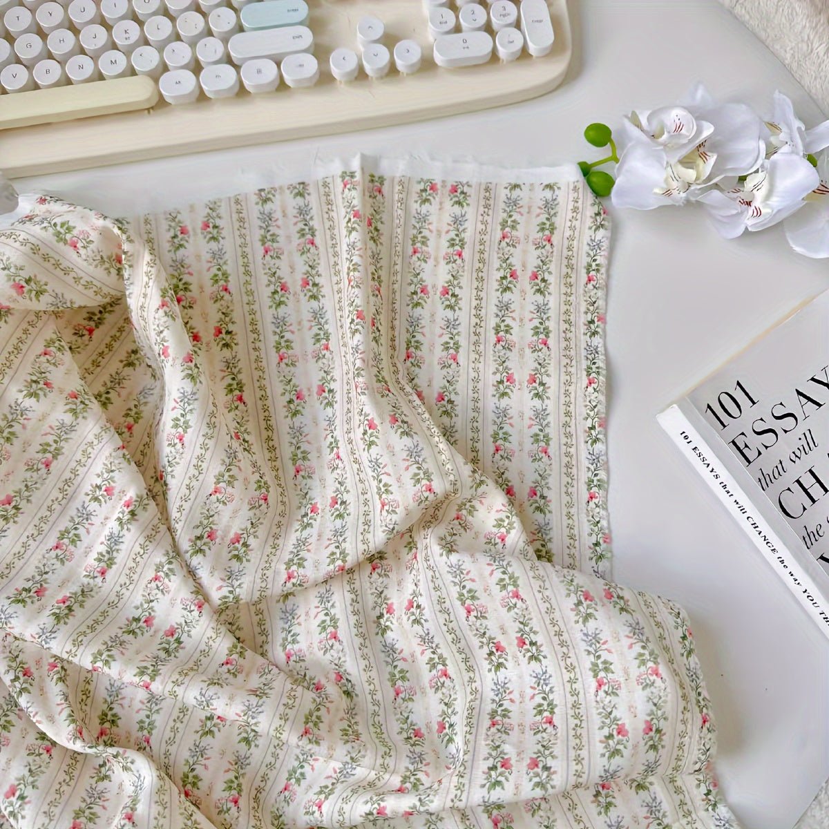 Cotton Floral Print Fabric, Pastoral Style -