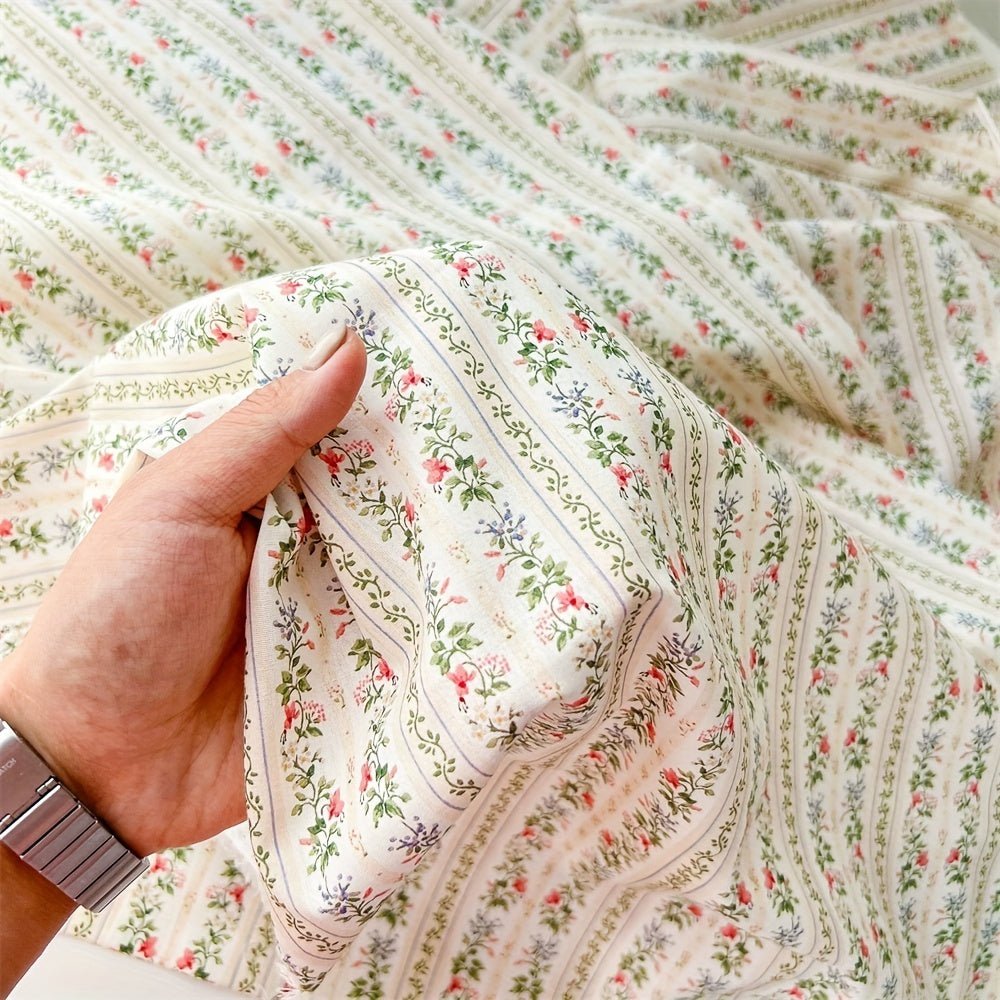 Cotton Floral Print Fabric, Pastoral Style -