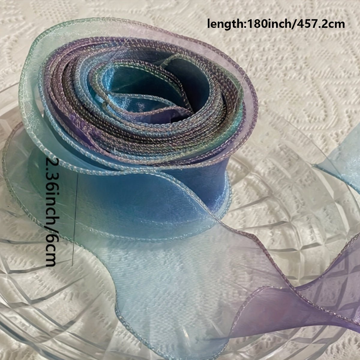 Creative, Rainbow Gradient Organza Ribbon, 6cm Wide - 5 Yards Roll for Crafts, Gift Wrapping & Decorative Packaging Accessories, Ribbon for Crafts -