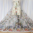 Load image into Gallery viewer, Elegant Floral Embroidery Tulle Fabric, Perfect for DIY Crafts, Home Decor, and Sewing Projects -