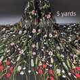 Load image into Gallery viewer, Elegant Floral Embroidery Tulle Fabric, Perfect for DIY Crafts, Home Decor, and Sewing Projects -