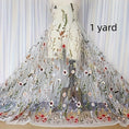 Load image into Gallery viewer, Elegant Floral Embroidery Tulle Fabric, Perfect for DIY Crafts, Home Decor, and Sewing Projects -