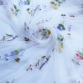 Load image into Gallery viewer, Elegant White Lace Fabric with Colorful Floral Embroidery, 88.9x129.54cm - Soft Tulle for DIY Dresses & Wedding Gowns, Hand Wash Only -
