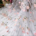 Load image into Gallery viewer, Floral Embroidered Tulle Fabric - Soft, Sheer, and Perfect for DIY Dresses, Wedding Gowns, Curtains, Tablecloths, and Handbags -
