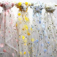 Load image into Gallery viewer, Floral Embroidered Tulle Fabric - Soft, Sheer, and Perfect for DIY Dresses, Wedding Gowns, Curtains, Tablecloths, and Handbags -