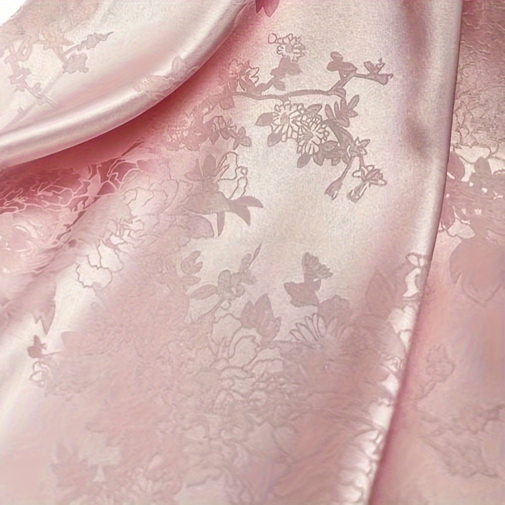 Floral Jacquard Brocade Satin Fabric -