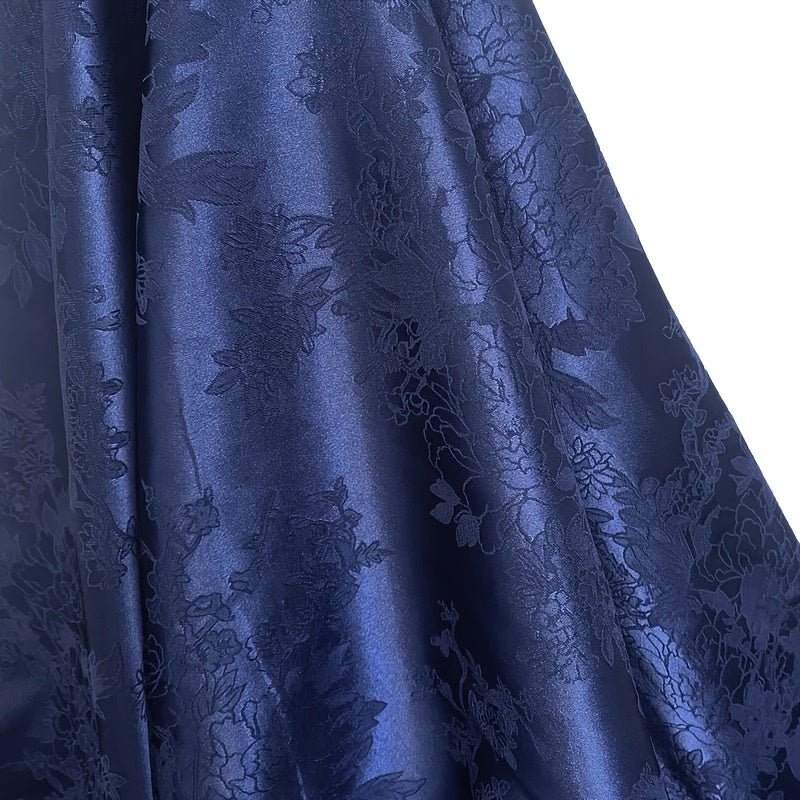 Floral Jacquard Brocade Satin Fabric -
