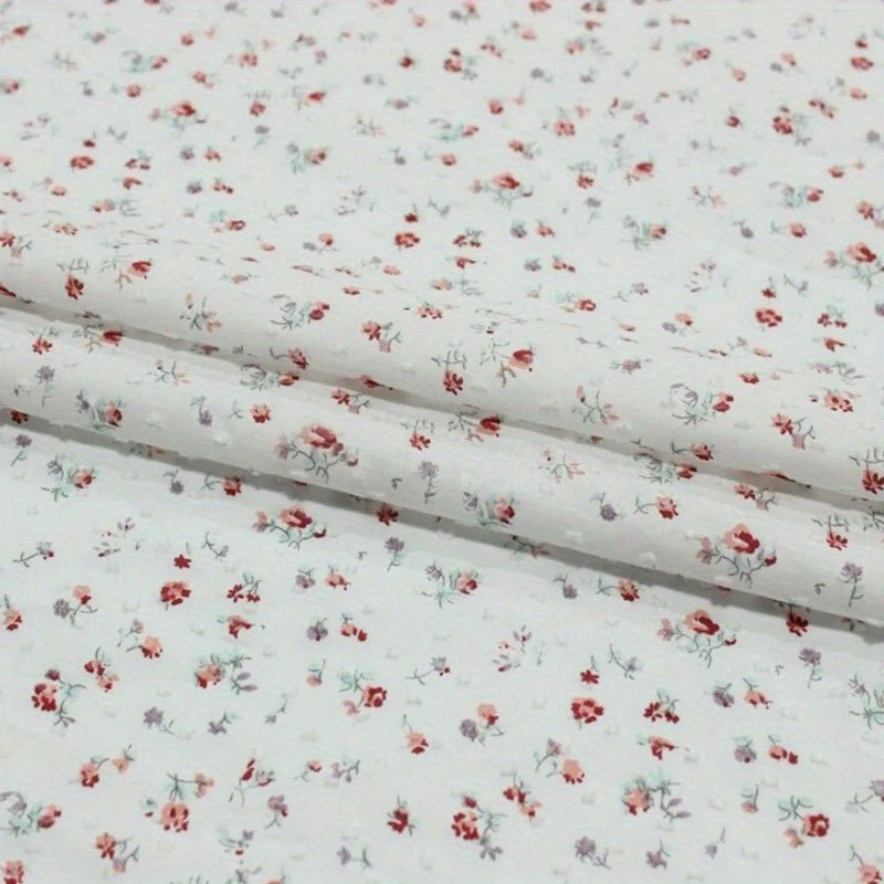 Floral Jacquard Dot Cotton Fabric for Sewing and Dressmaking - Lightweight and Breathable Material -