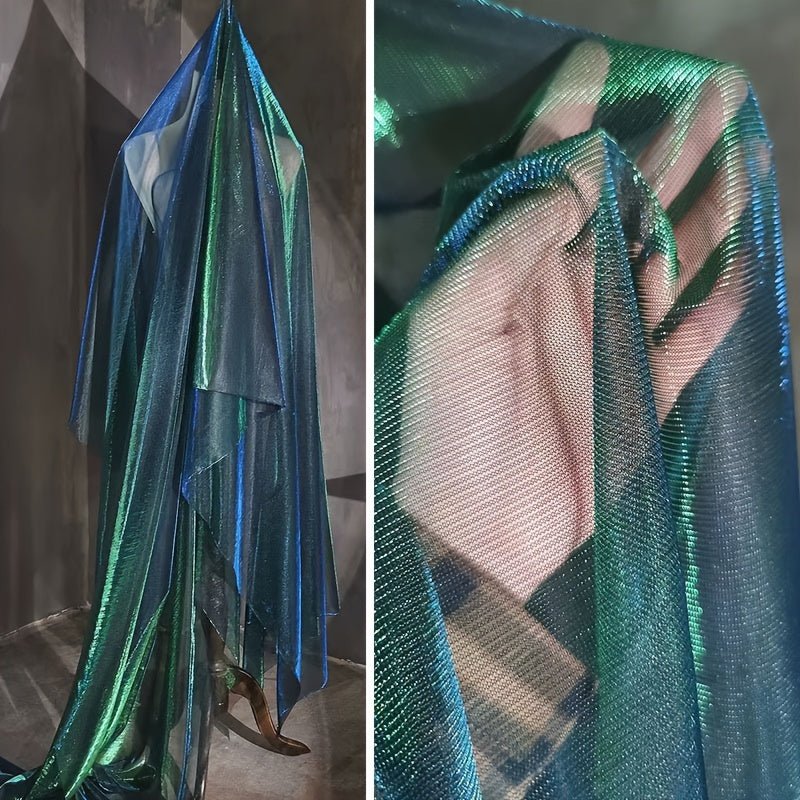 Gradient Two - Tone Laser Texture See - Through Mesh Fabric -