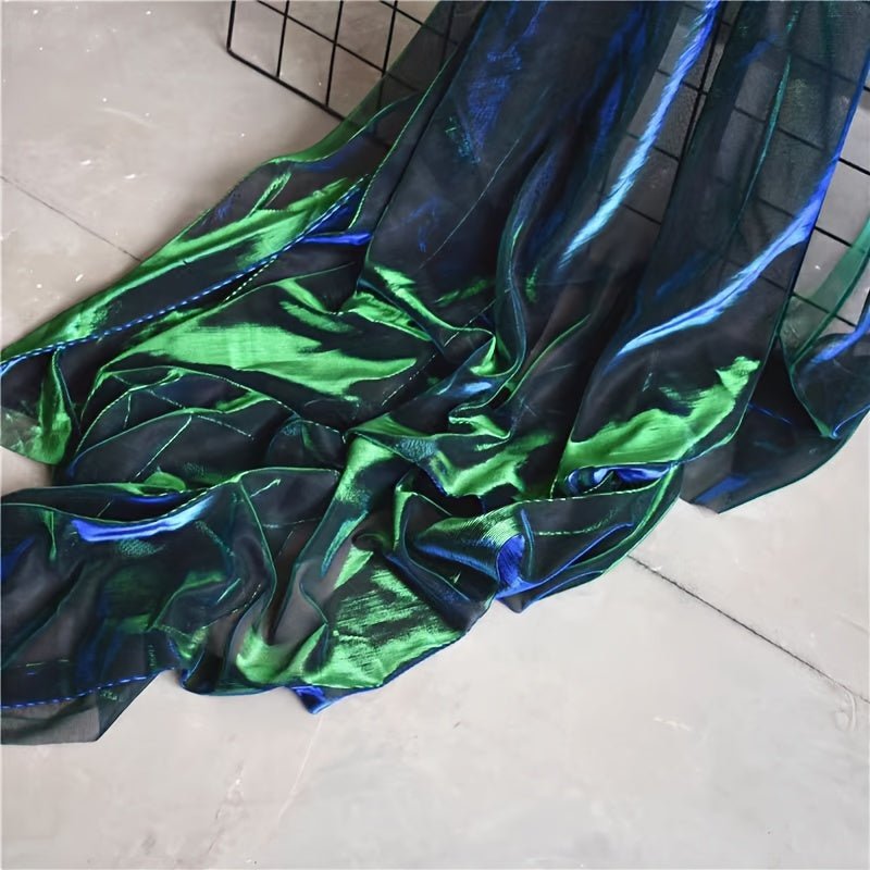 Gradient Two - Tone Laser Texture See - Through Mesh Fabric -
