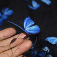 Load image into Gallery viewer, LasilkFabric 3D Butterfly Embroidered Spider Web Yarn Fabric - Black Lace Hanfu Dress Material - Luxurious DIY Handmade Fabric for Special Occasions -