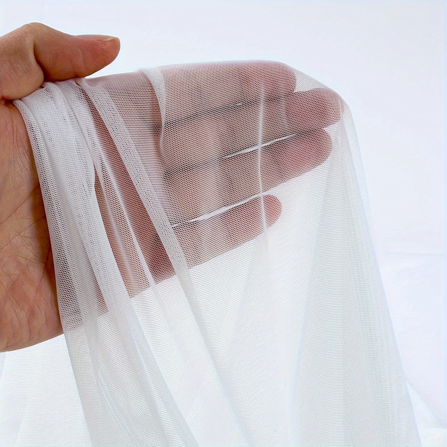 Lightweight Sheer Power Mesh Fabric - 4 - Way Stretch, Nylon Spandex Blend, 152.4cm Wide, Machine Washable - Ideal for DIY Crafts & Sewing Projects -