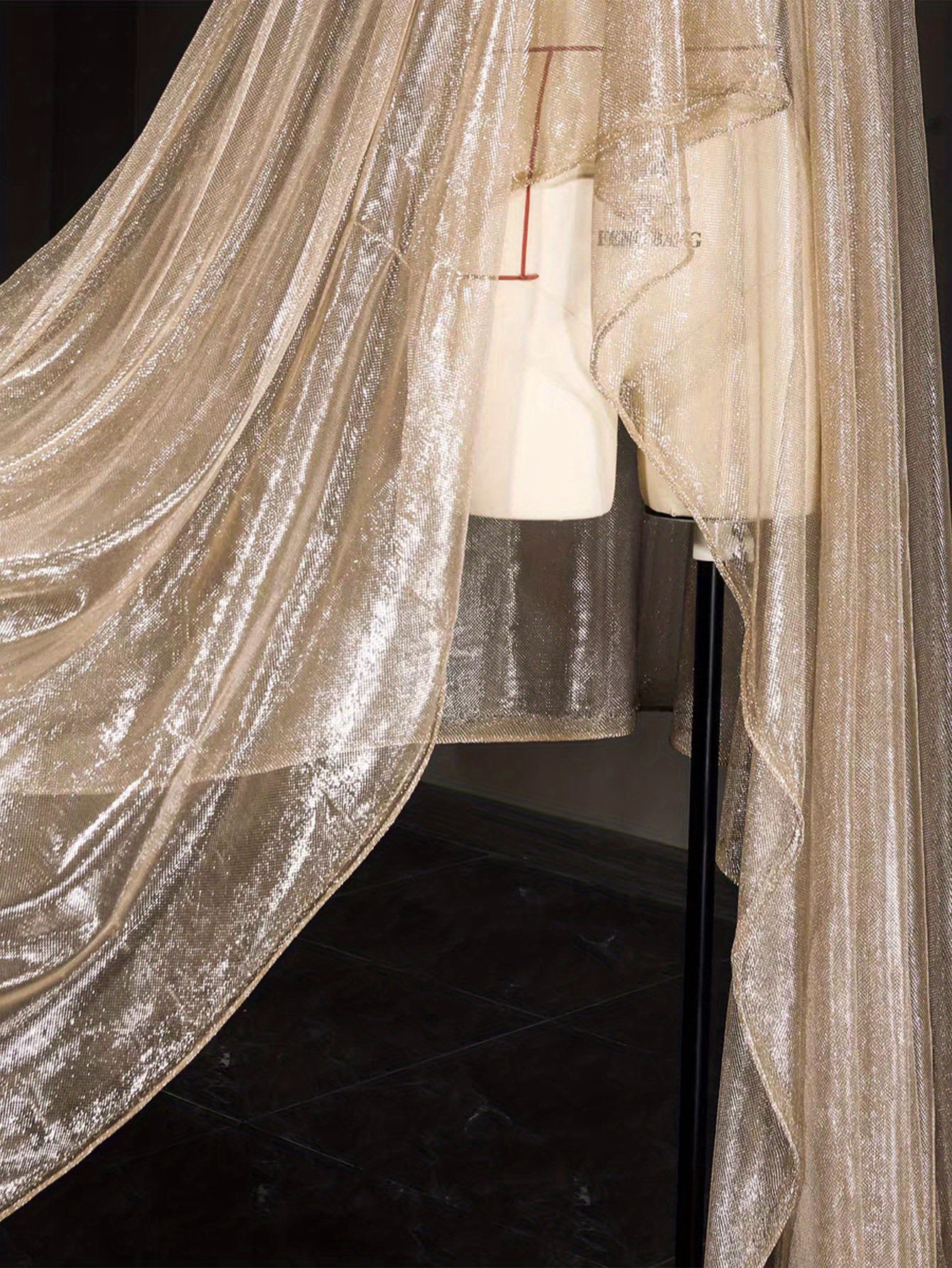 Luxurious Champagne Golden Mesh Tulle Fabric -