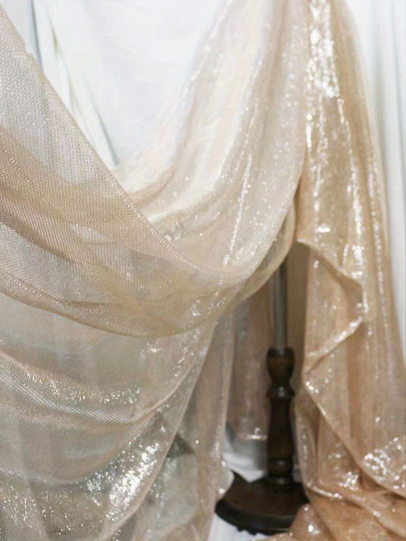 Luxurious Champagne Golden Mesh Tulle Fabric -