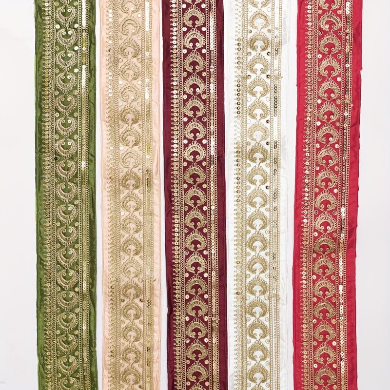 Luxurious Golden Embroidered Lace Trim -