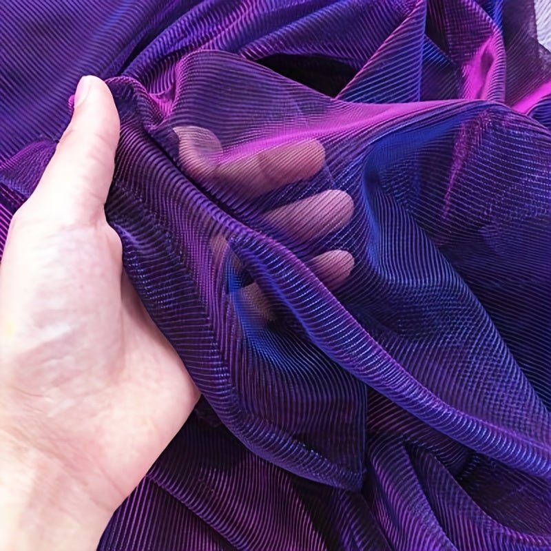 Luxurious Purple & Blue Ombre Shiny Laser Illusion Lace Mesh Tulle Fabric -