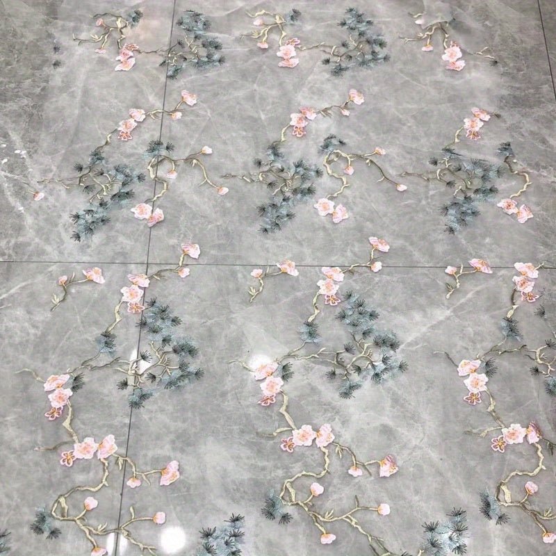 Ogensha Plum Blossom Embroidery Fabric -