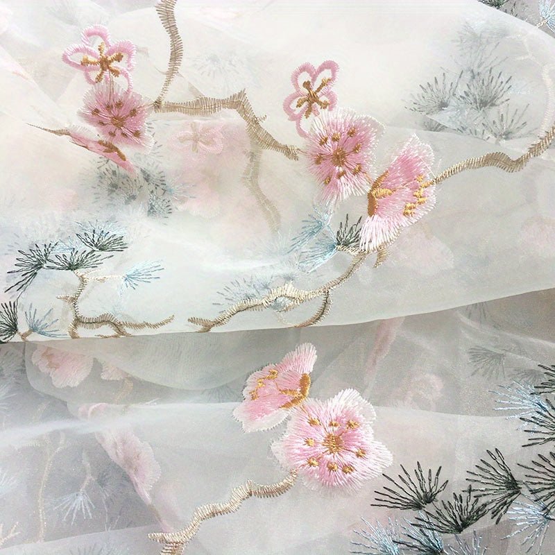 Ogensha Plum Blossom Embroidery Fabric -
