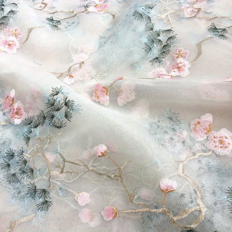 Ogensha Plum Blossom Embroidery Fabric -