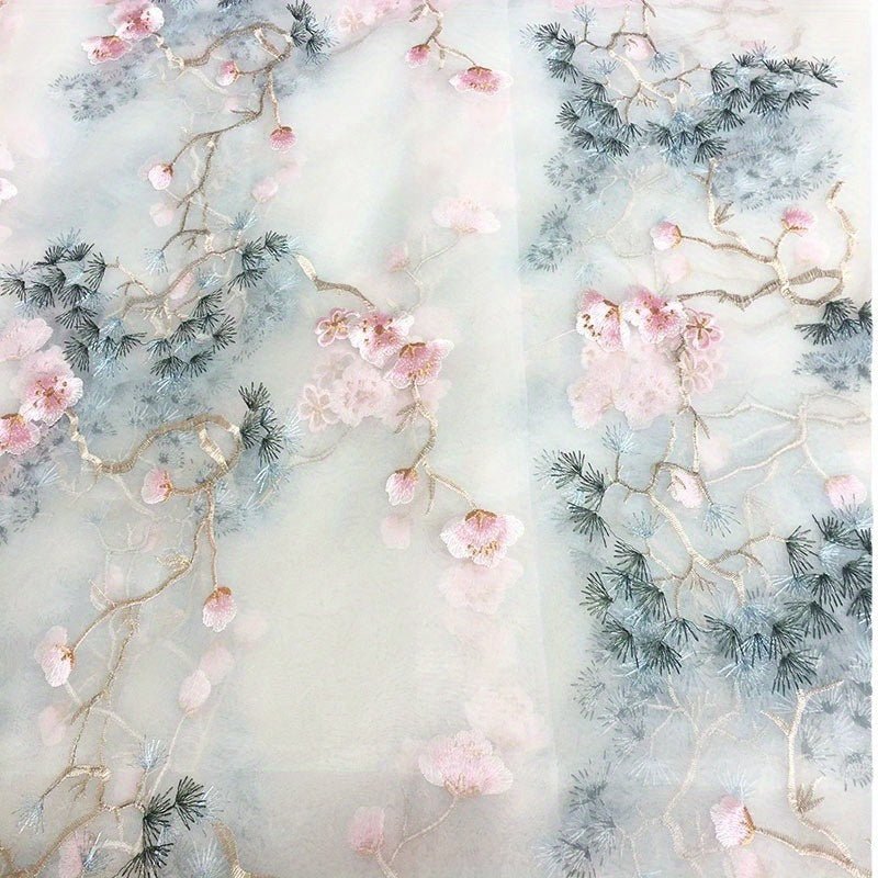 Ogensha Plum Blossom Embroidery Fabric -
