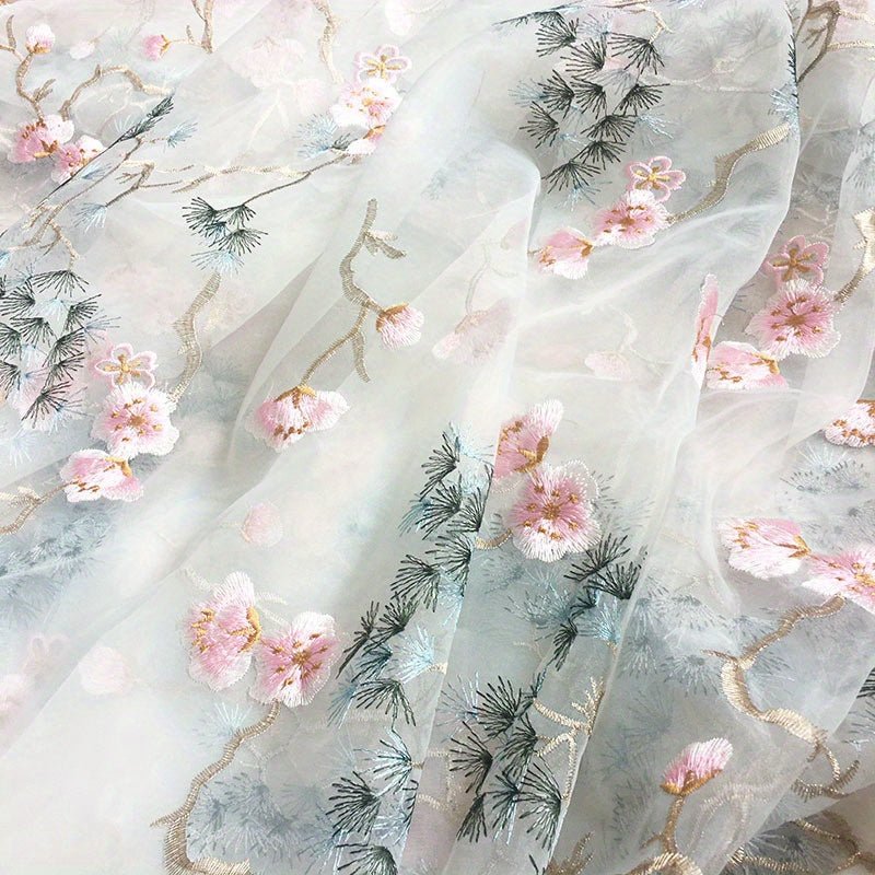 Ogensha Plum Blossom Embroidery Fabric -