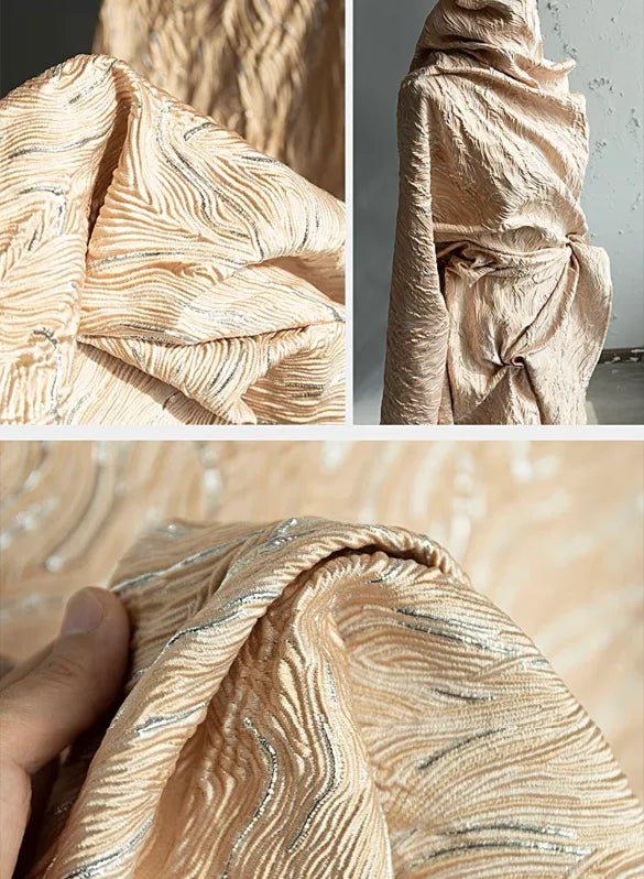 Oil Painting Style Gilt Dimensional Fabric, Designer Fabrics, Fashion Fabrics -