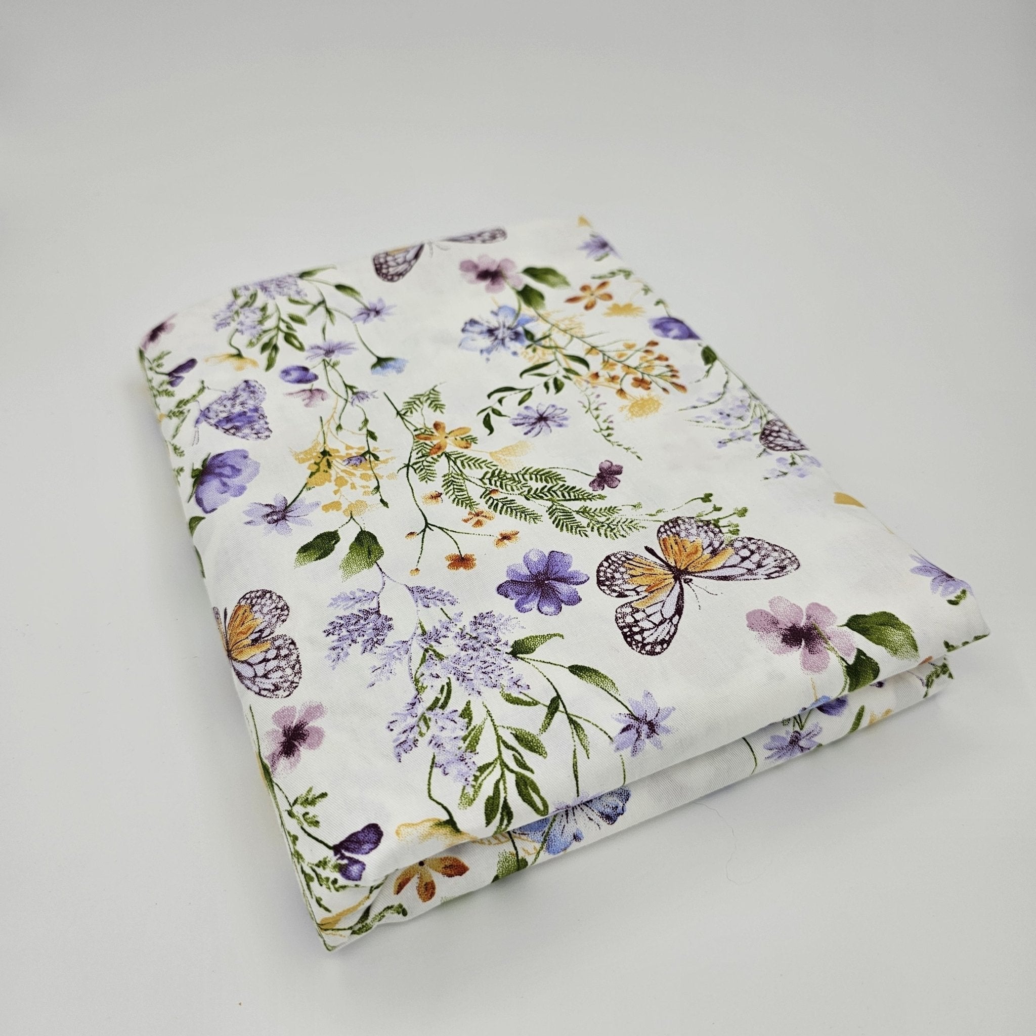 Pure Cotton Butterfly Flower Print Fabric, DIY Pure Cotton Handkerchief Material, Can Be Used for DIY Pillowcase Bedding Home Curtain Tablecloth Bag Mask -
