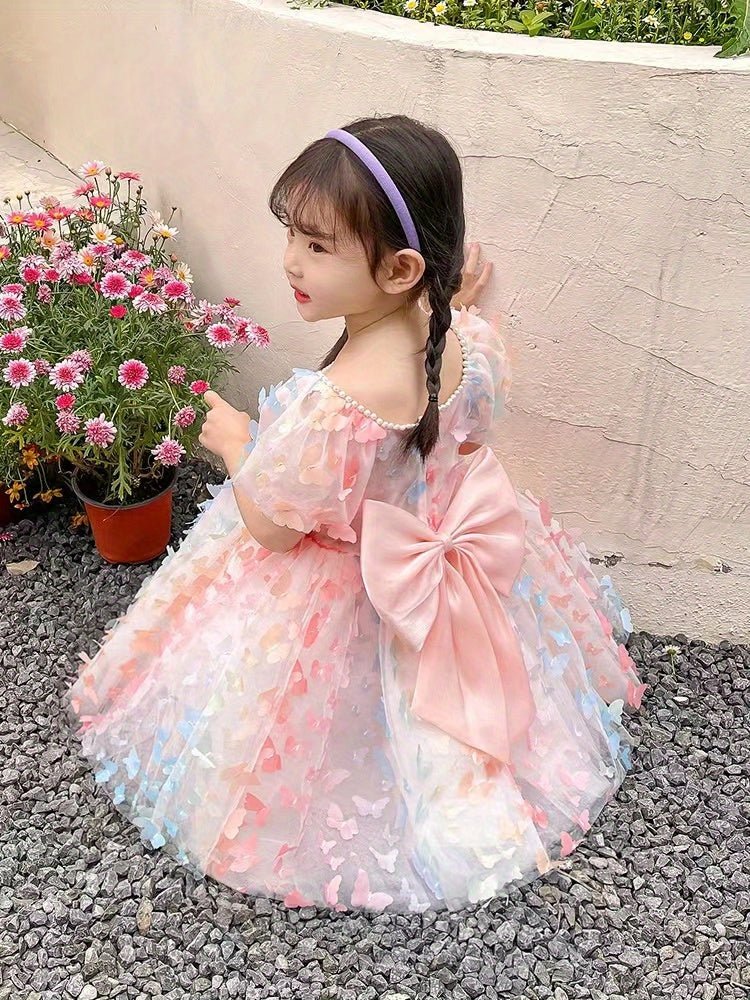 Rainbow Color Butterfly 3d Applique Gradient Flowers Mesh Lace Fabric For Clothing Sewing Accessories, 132.08cm*1yard -