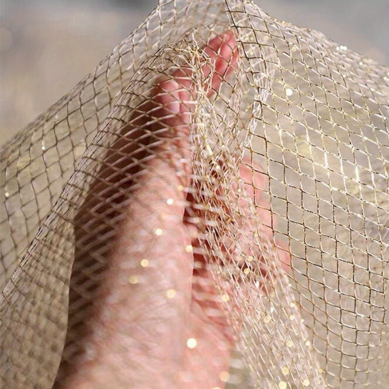 Shiny Voile Tulle Mesh Fabric Party Home Decor Transparent Plaid Net Fabric Golden Silvery Gauze Apparel Mesh Cloth DIY Sewing -