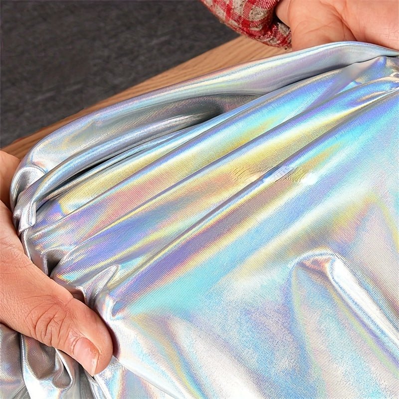 Silvery Colorful Material Graduation Design Elastic Glitter Laser Fantasy Fabric -
