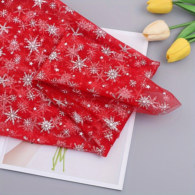 Snowflake Tulle Fabric, Suitable For Christmas Party Decoration Scene Decoration, Multi - purpose. -