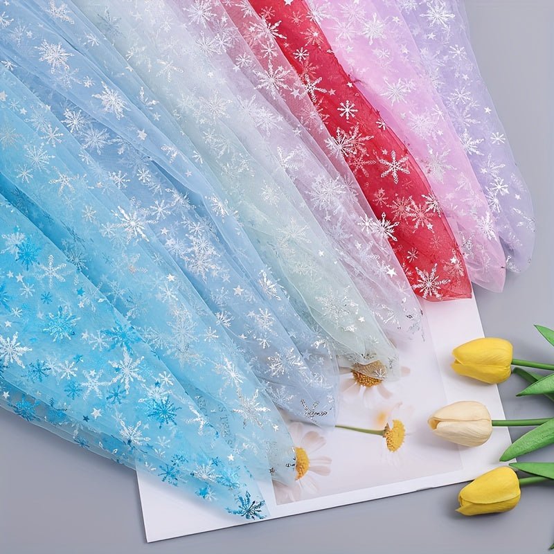 Snowflake Tulle Fabric, Suitable For Christmas Party Decoration Scene Decoration, Multi - purpose. -