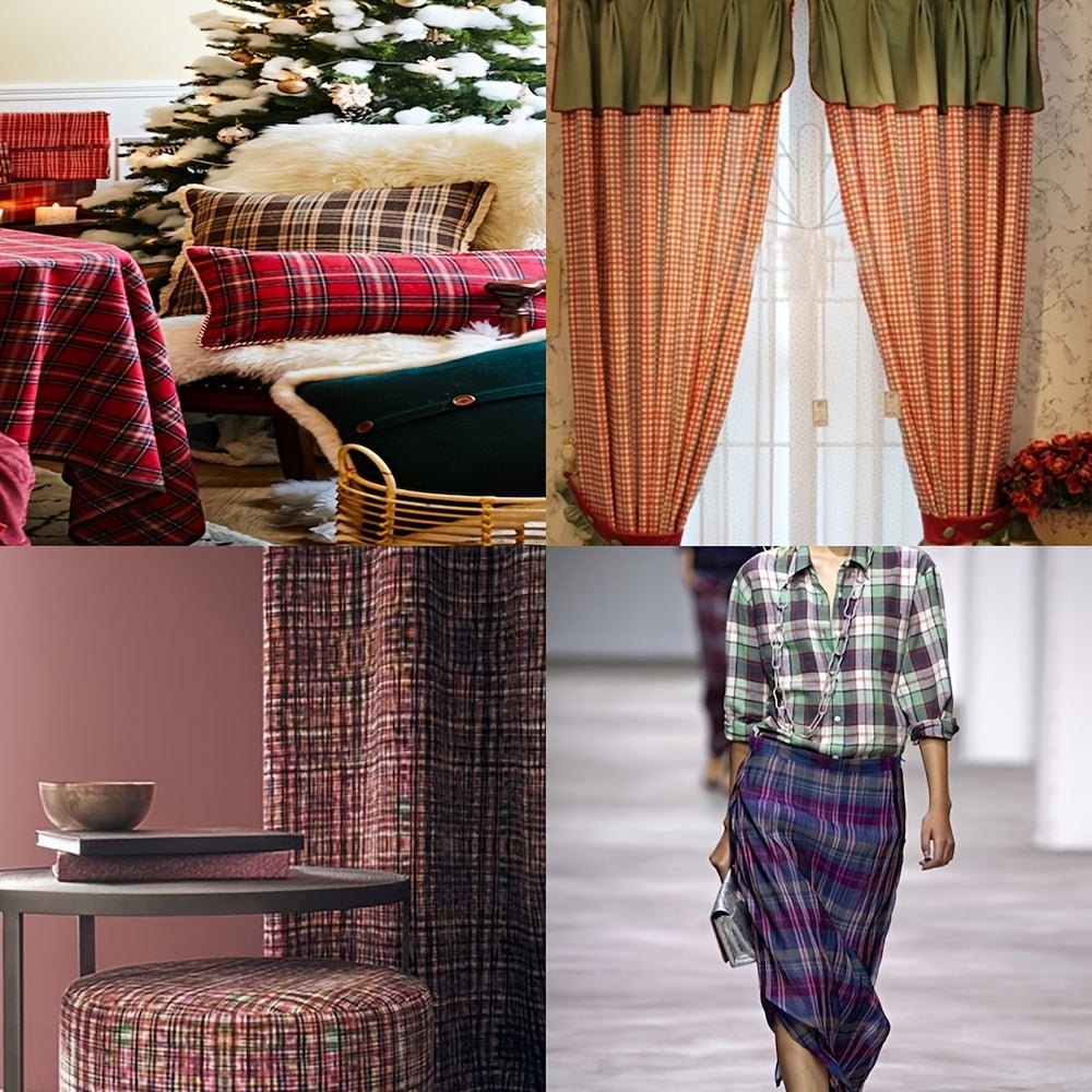 Unique Red Green Plaid Fabric Cut by Yard, Christmas Decoration Fabric, Perfect For Curtains, Sofa Covers, Pillow Making, Holiday Decorations -