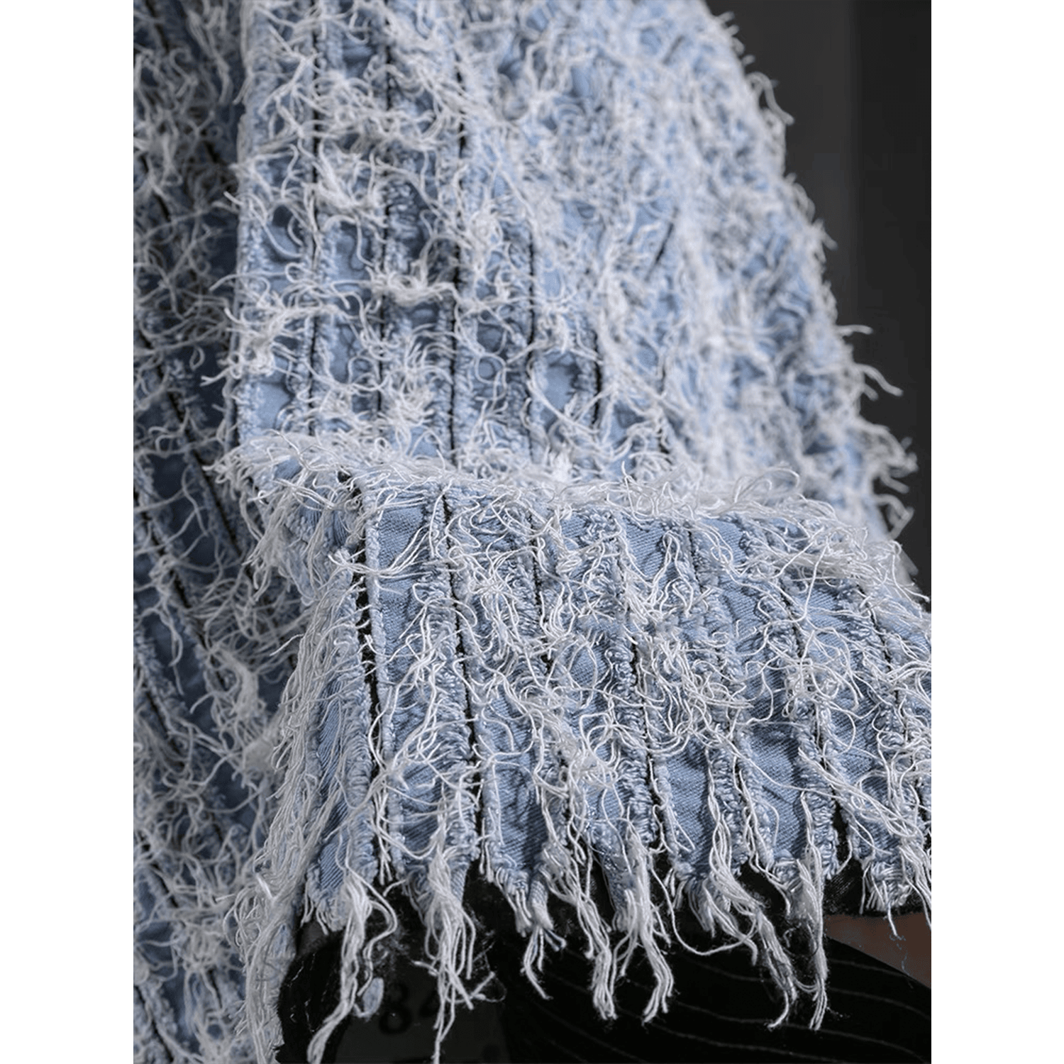 Vintage style,old fringe,denim fabric,designer fabrics -