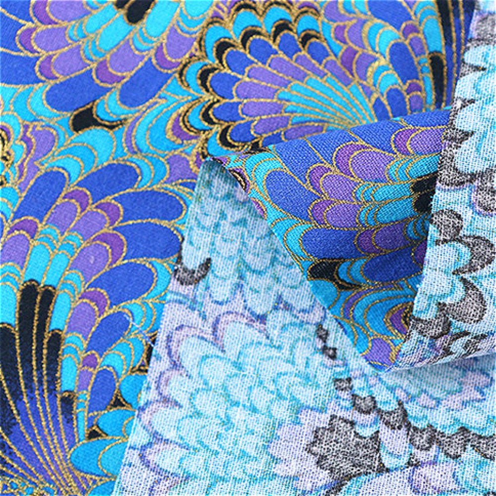 100% Cotton Japanese Style Bronzing Fabric Flower Printed Fabric - 