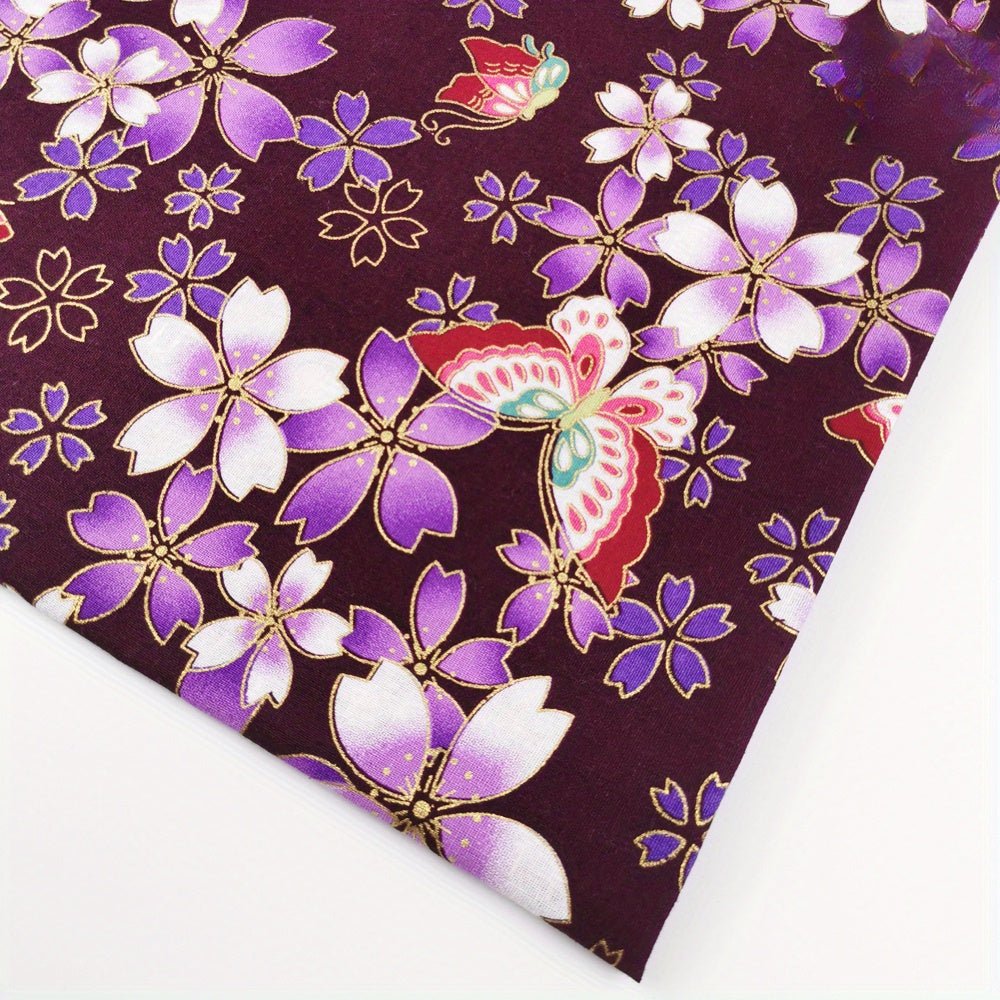 100% Cotton Japanese Style Bronzing Fabric Flower Printed Fabric - 