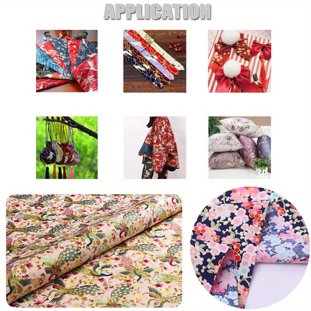 100% Cotton Japanese Style Bronzing Fabric Flower Printed Fabric - 