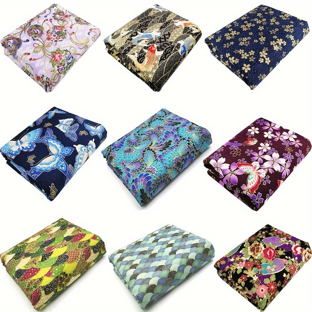 100% Cotton Japanese Style Bronzing Fabric Flower Printed Fabric - 